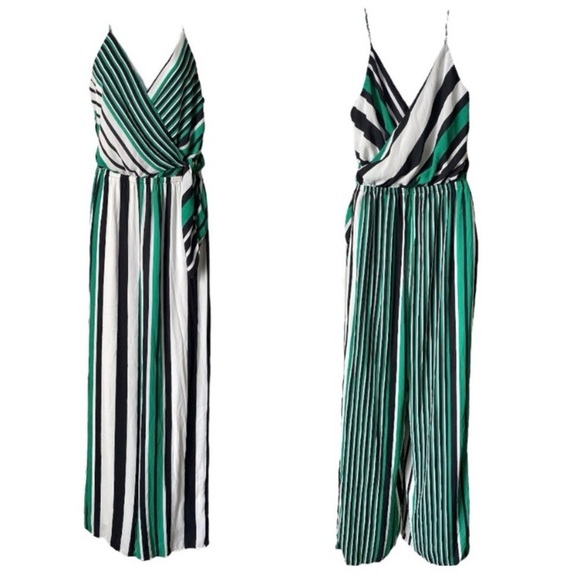 Express Jumpsuit Green Black White Striped Size: S (Short) - Picture 5 of 7